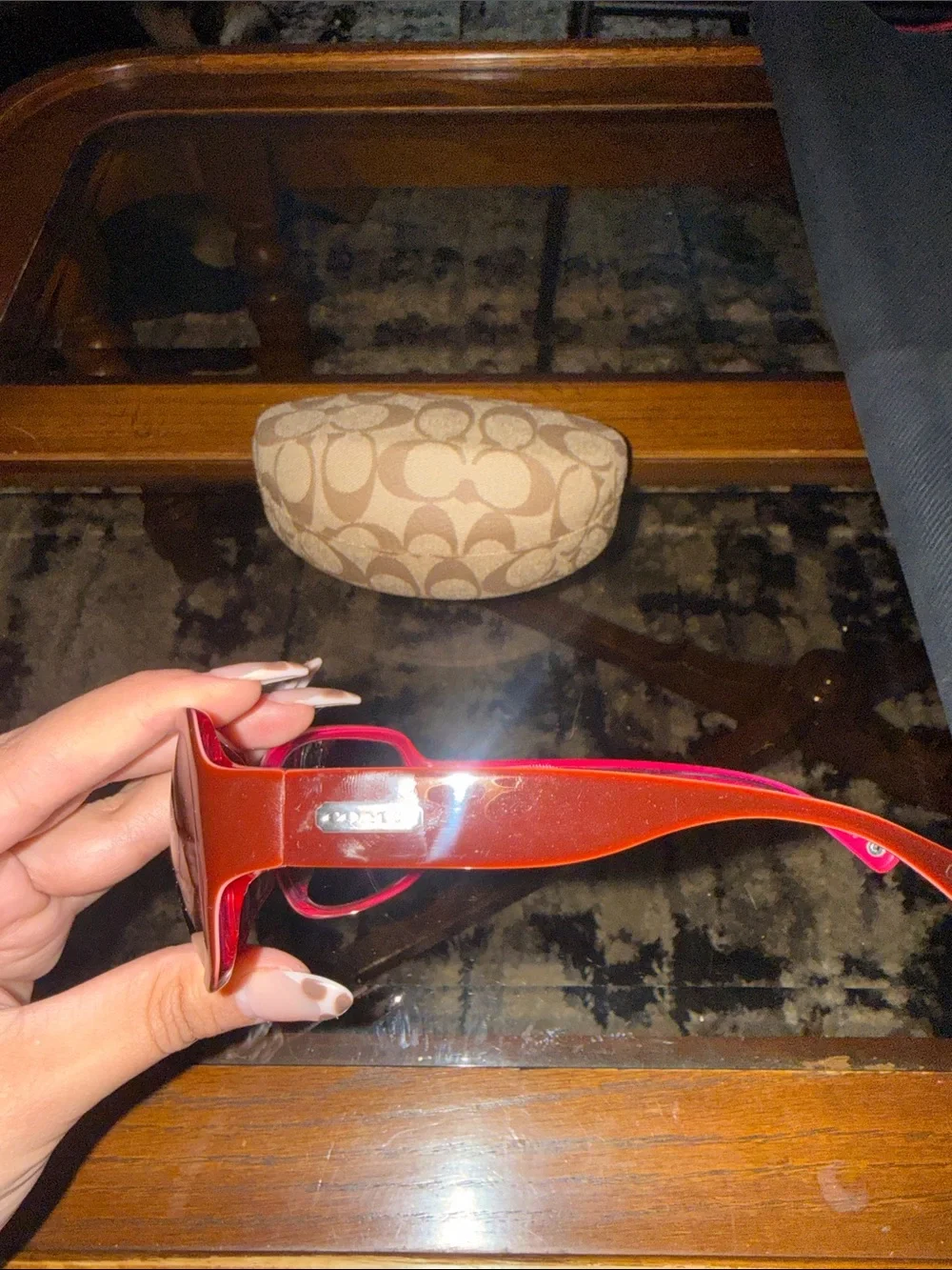 Coach Women's Burgundy Sunglasses with Beige Signature Case